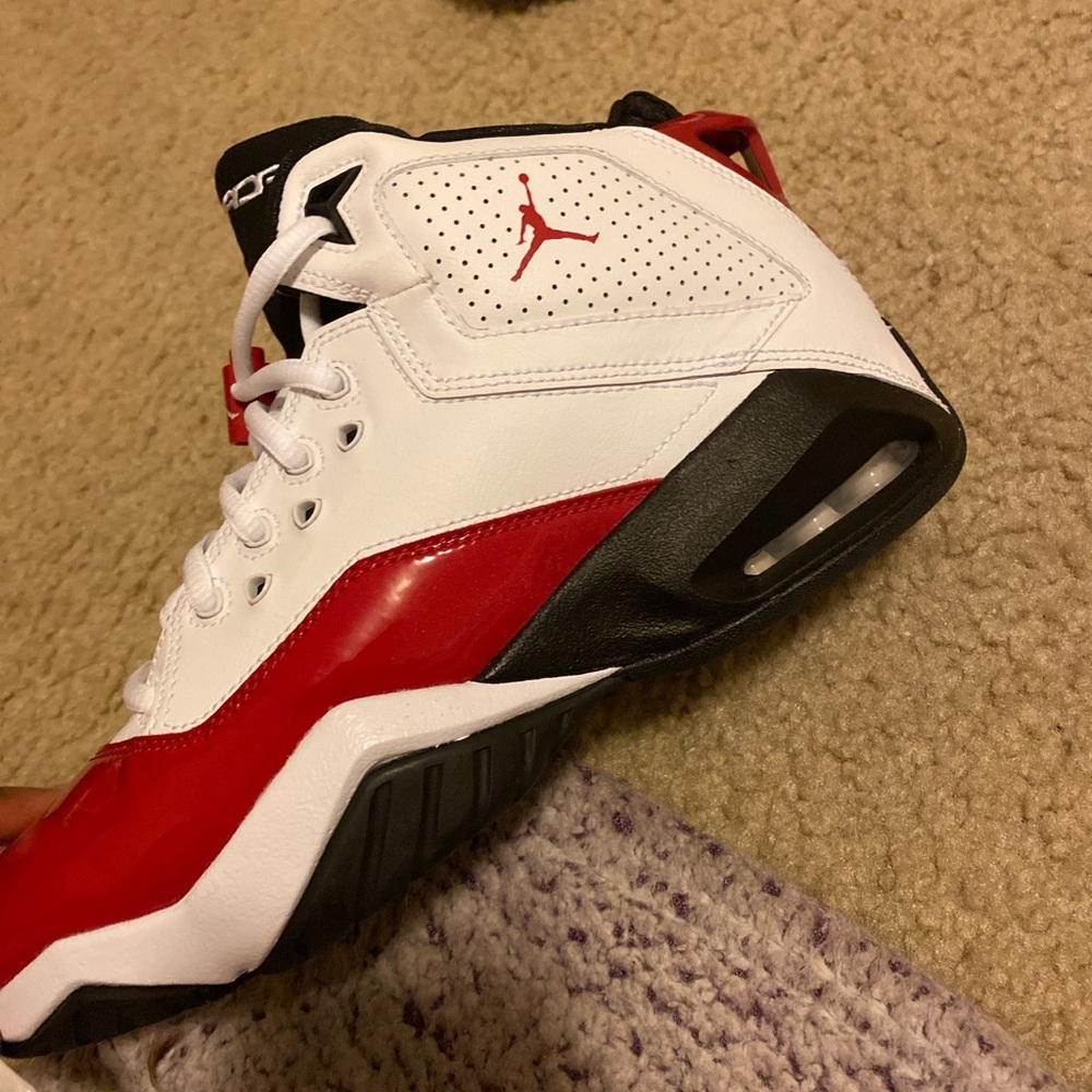Red and black jordans